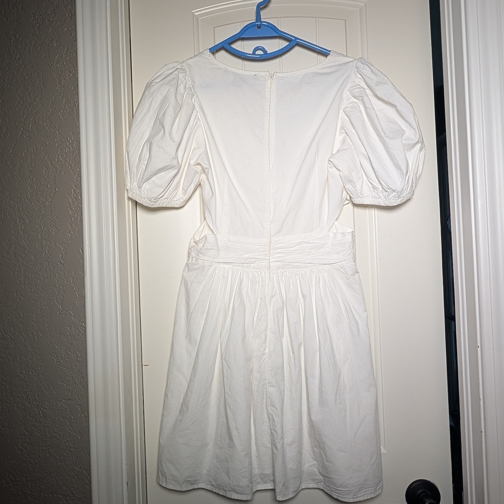 French Connection White Rhodes Cutout Poplin Mini Dress, Women's Size 4 - Picture 6 of 12